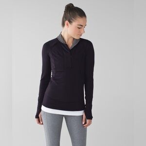 1 🖤 Lululemon Think Fast Pullover - Black / Parallel Stripe Black White
